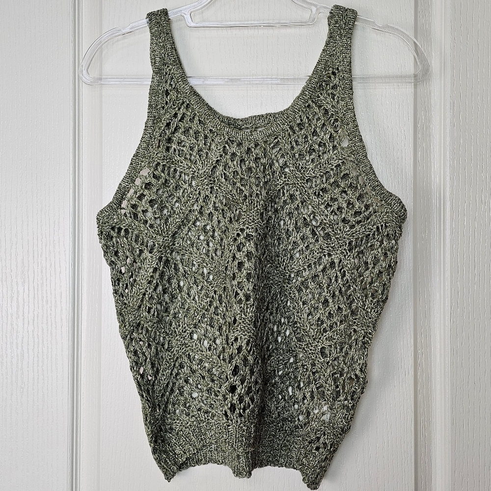 Olive Green Crochet Tank Top - Women - Picture 6 of 10